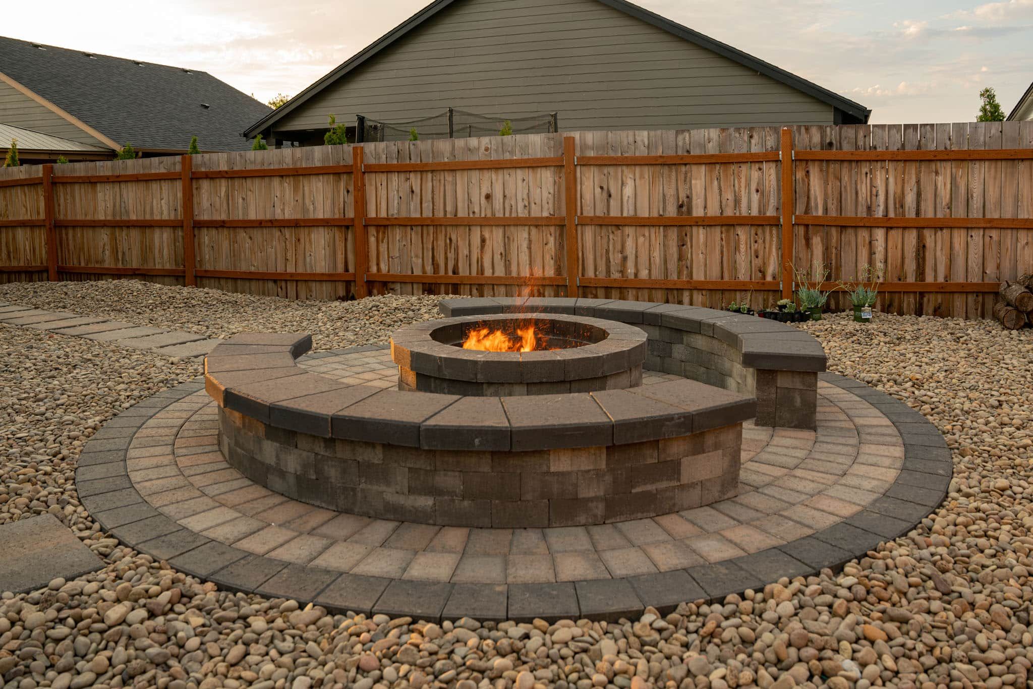 Circular fire pit patio